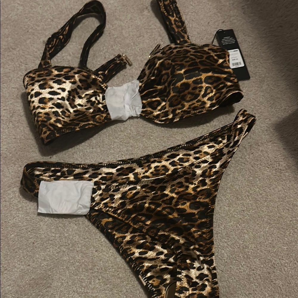 Fashion Nova Metallic Leopard Bikini